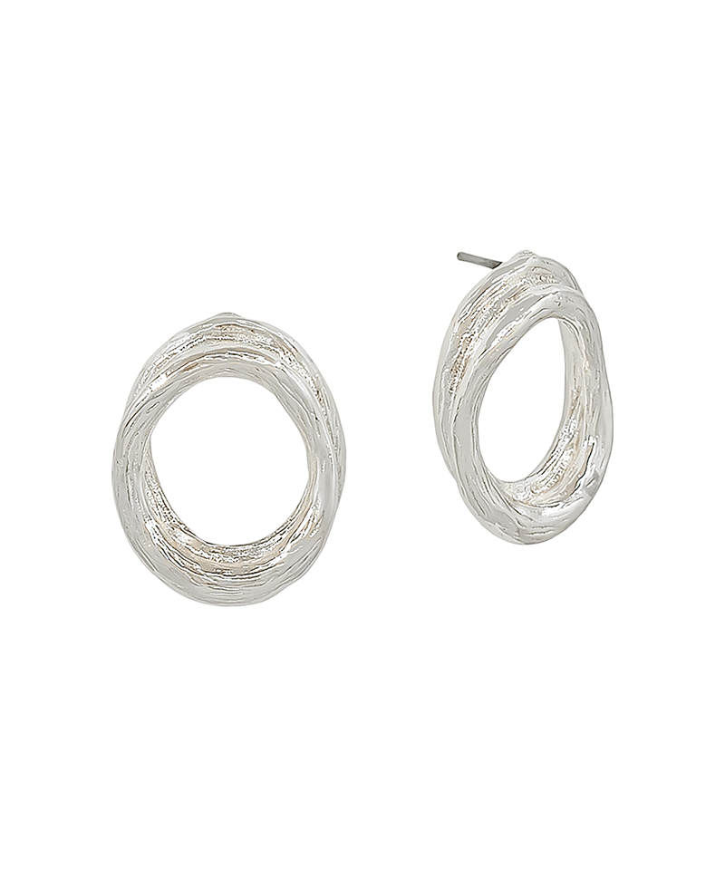 20mm Scratched Texture Metal Post Earring