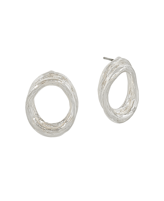 20mm Scratched Texture Metal Post Earring