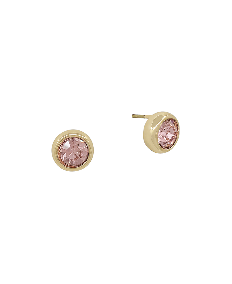 6mm Crystal Stone Metal Frame Stud Earring