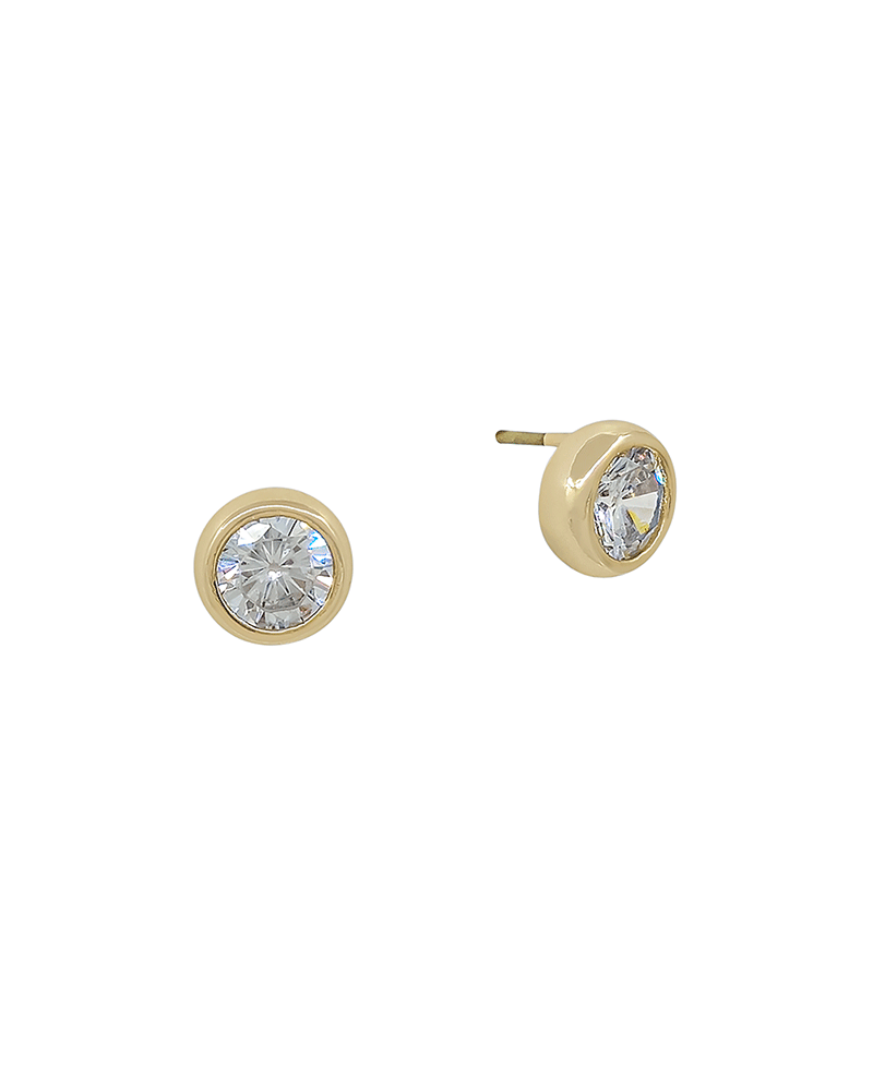 6mm Crystal Stone Metal Frame Stud Earring