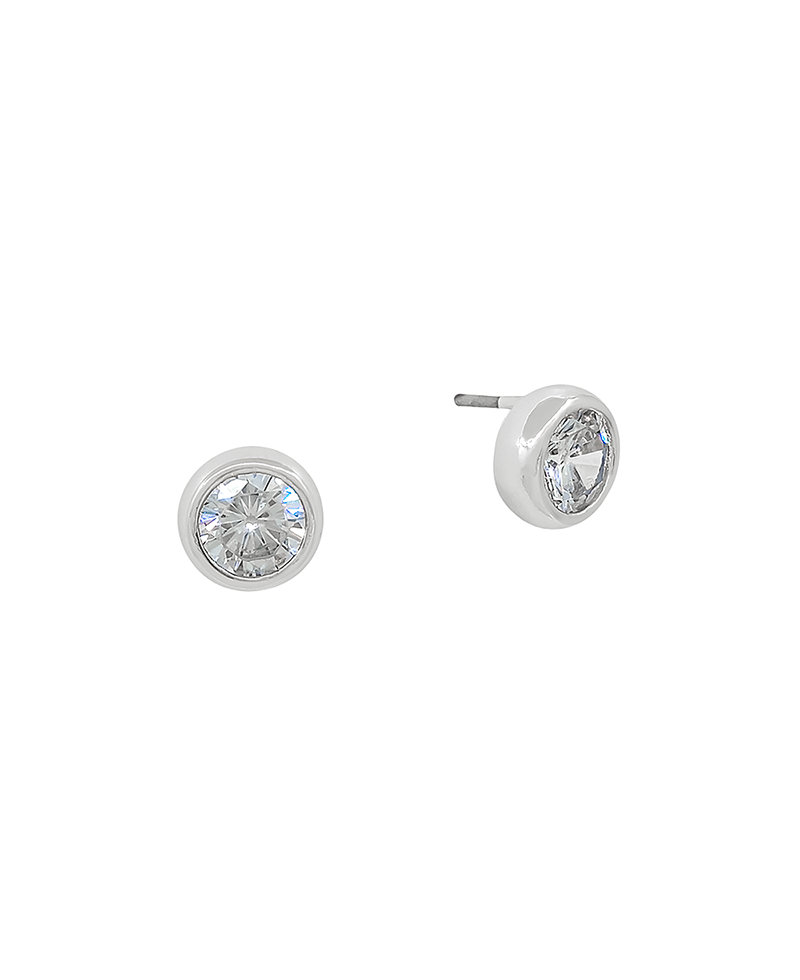 6mm Crystal Stone Metal Frame Stud Earring