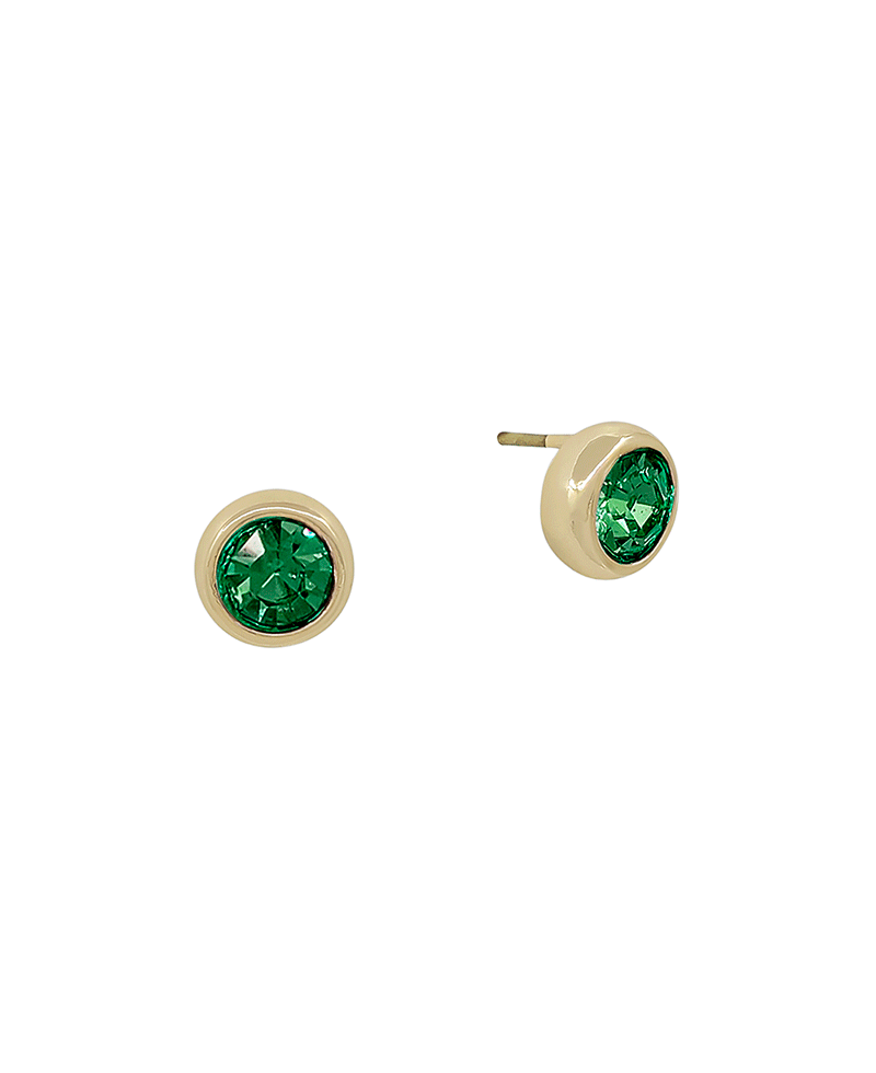 6mm Crystal Stone Metal Frame Stud Earring