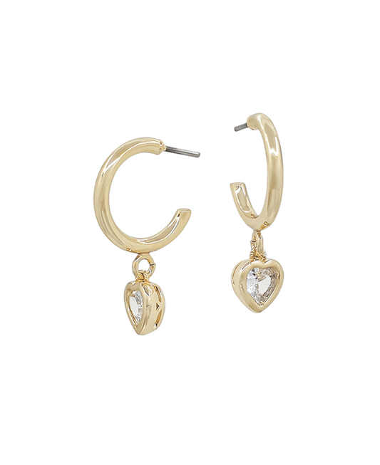 Small Hoop Heart Cubic Drop Earring