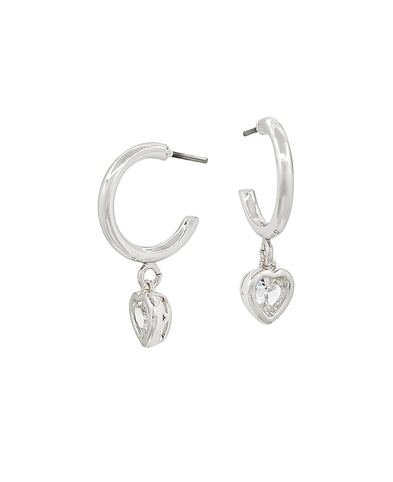 Small Hoop Heart Cubic Drop Earring