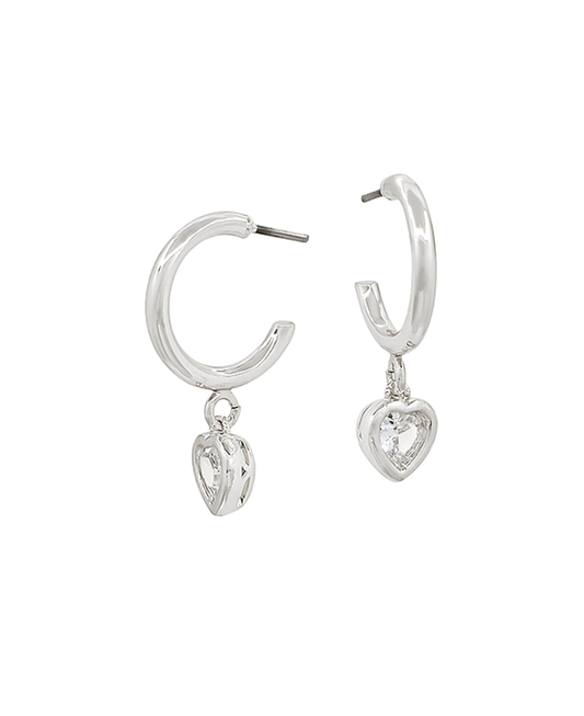 Small Hoop Heart Cubic Drop Earring
