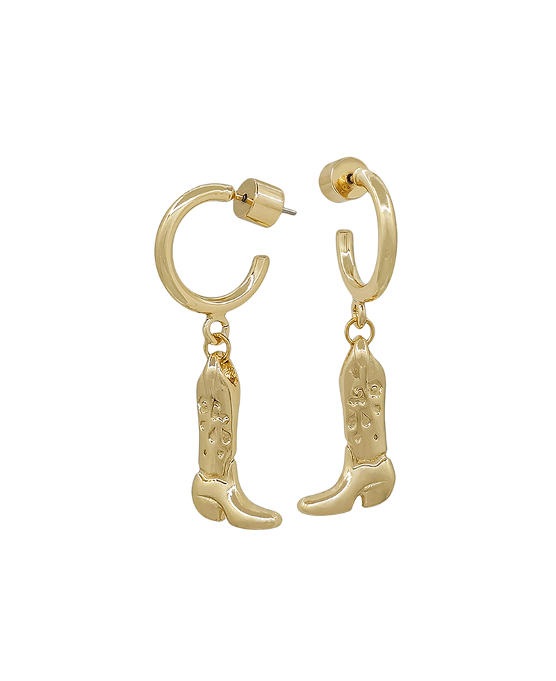 Small Hoop w/ Cowboy Boots Earring