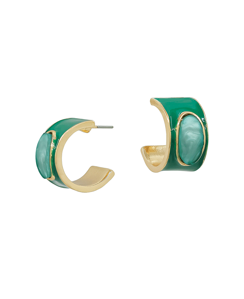 Epoxy 20mm Hoop w/ Oval Resin Accent Earring