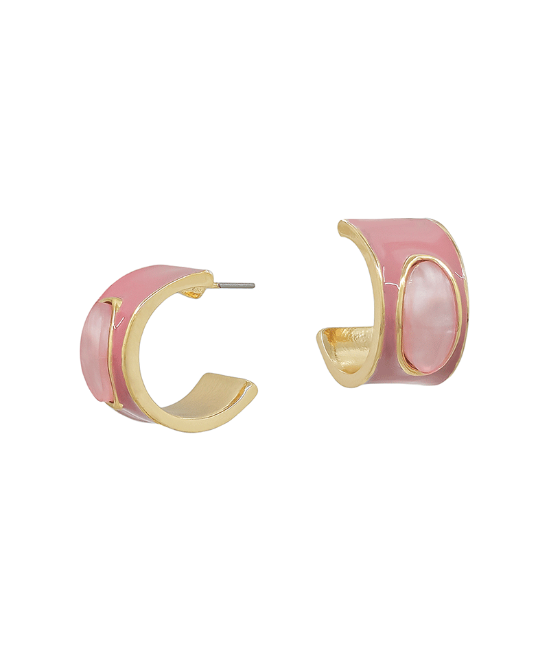 Epoxy 20mm Hoop w/ Oval Resin Accent Earring
