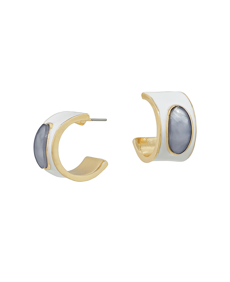Epoxy 20mm Hoop w/ Oval Resin Accent Earring
