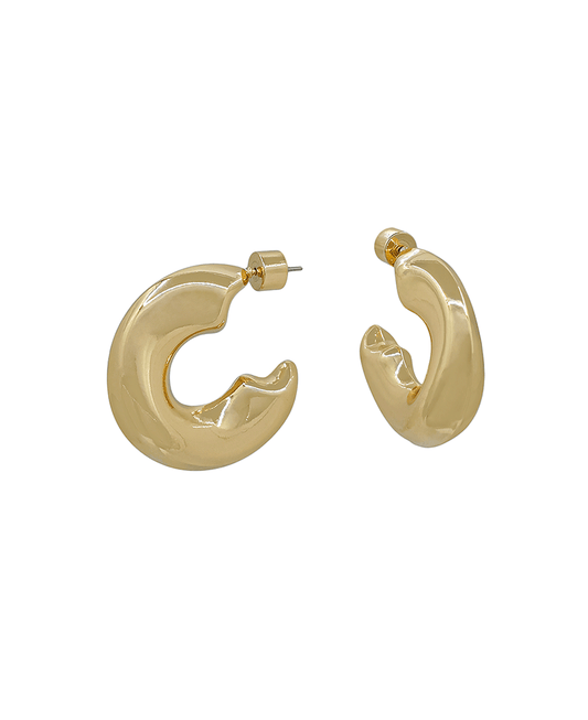 Chunky Waved Metal Hoop Earring - 1.5"