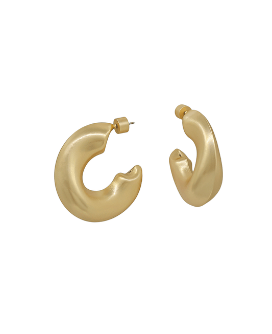 Chunky Waved Metal Hoop Earring - 1.5"