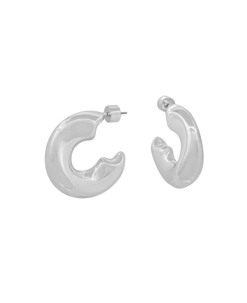 Chunky Waved Metal Hoop Earring - 1.5"