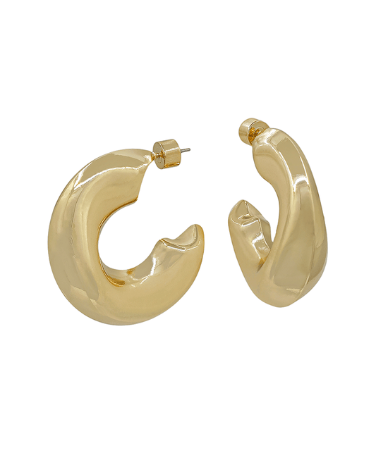 Chunky Waved Metal Hoop Earring - 2.0"