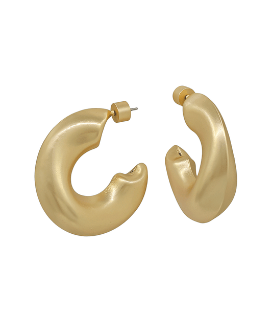 Chunky Waved Metal Hoop Earring - 2.0"
