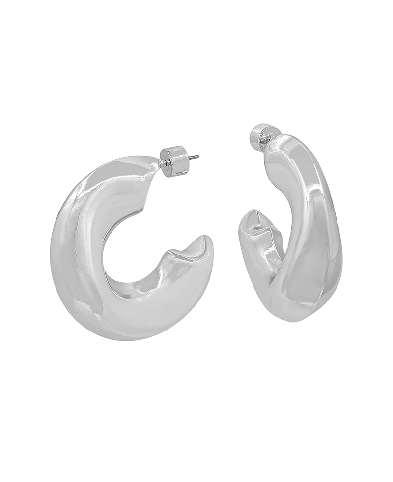 Chunky Waved Metal Hoop Earring - 2.0"