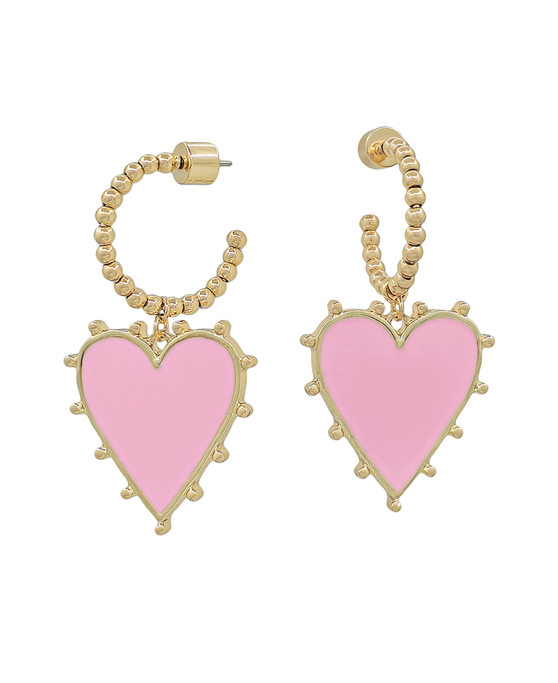 CCB Hoop w/ Heart Epoxy Drop Earring - 1.5"