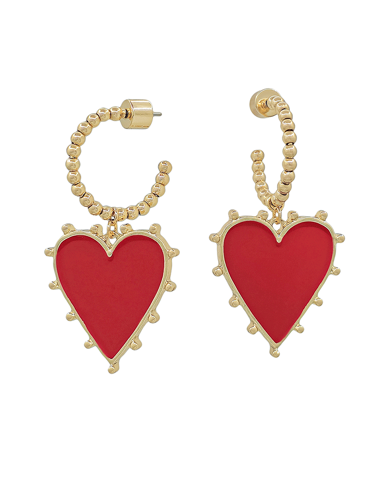 CCB Hoop w/ Heart Epoxy Drop Earring - 1.5"