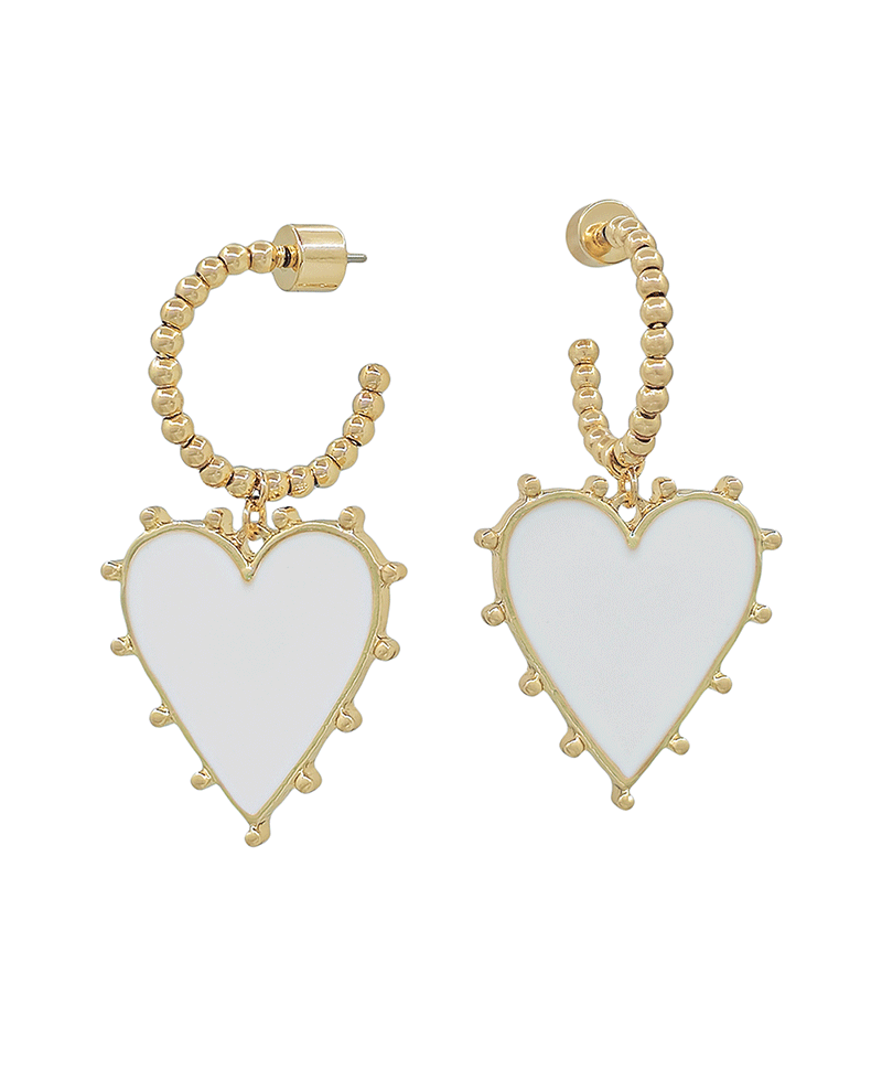 CCB Hoop w/ Heart Epoxy Drop Earring - 1.5"