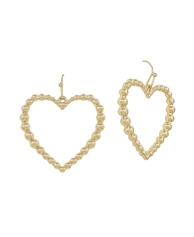 Dot Shape Open Heart Metal Earring - 1.2"