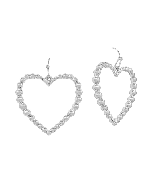 Dot Shape Open Heart Metal Earring - 1.2"