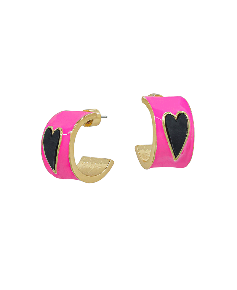 20mm Bold Epoxy w/ Heart Hoop Earring