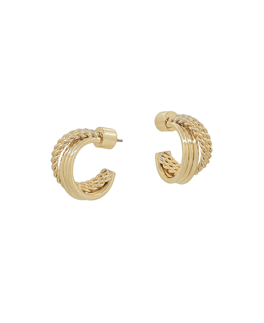 18mm Crossed Metal Layered Hoop Earring
