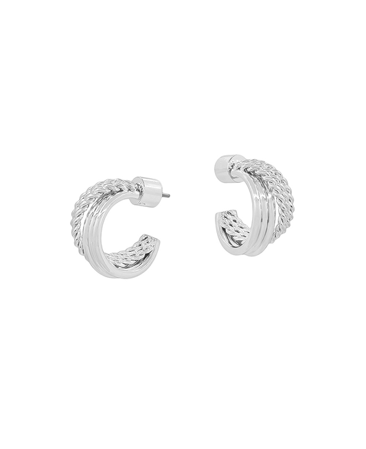 18mm Crossed Metal Layered Hoop Earring