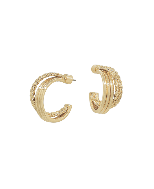 Crossed Metal Layered Hoop Earring - 1.0"