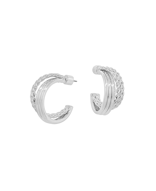 Crossed Metal Layered Hoop Earring - 1.0"