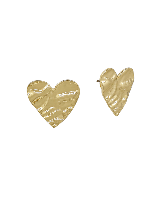 20mm Hammered Texture Heart Post Earring