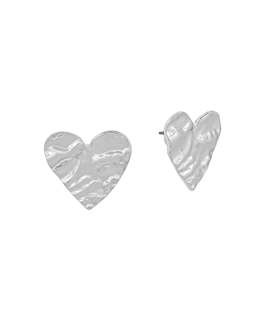 20mm Hammered Texture Heart Post Earring
