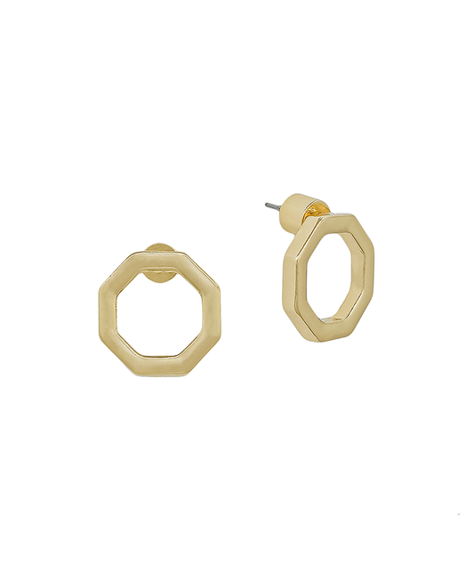 Octagon Open Metal 15mm Stud Earring