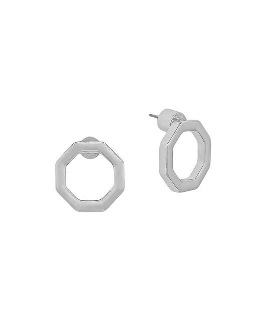 Octagon Open Metal 15mm Stud Earring