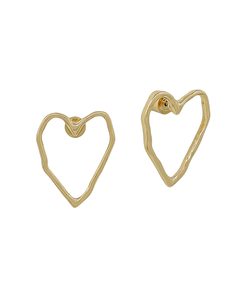 Hammered Metal Open Heart Post Earring