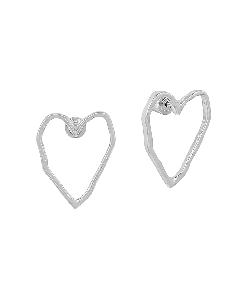 Hammered Metal Open Heart Post Earring