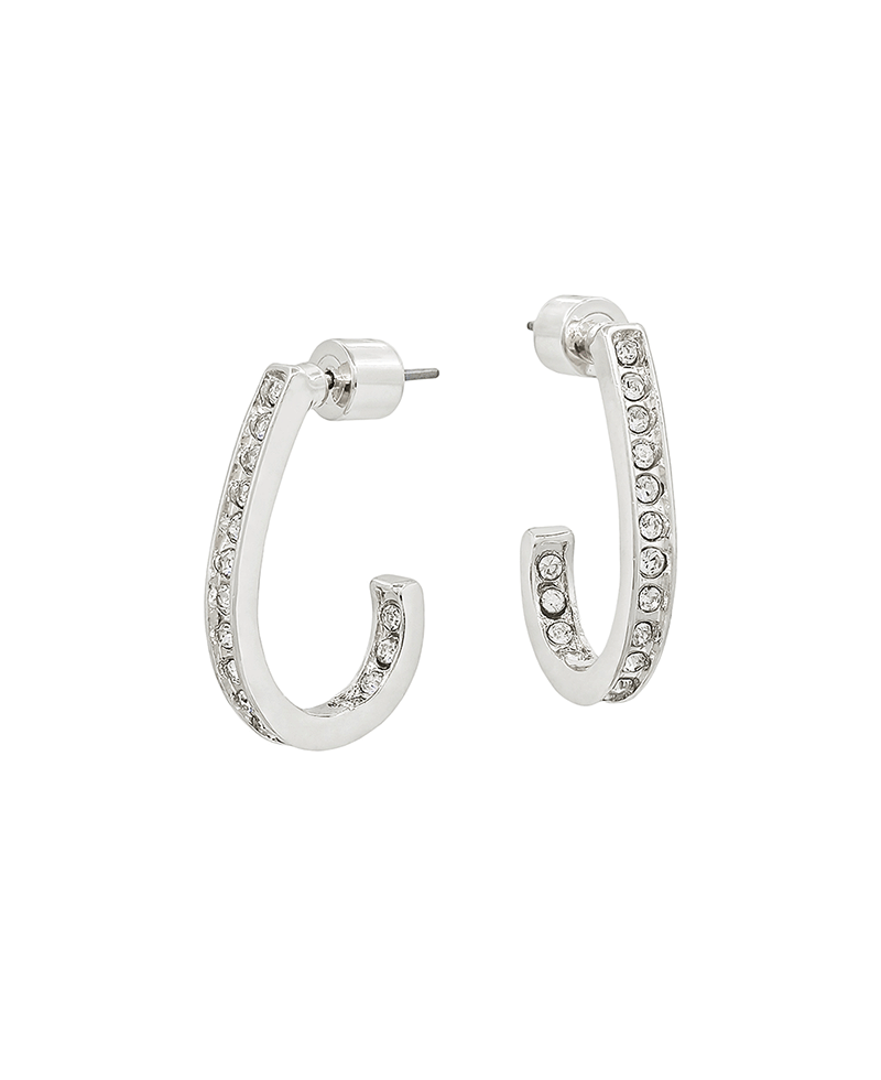 Teardrop Front & Back Pave Hoop Earring - 1.0"