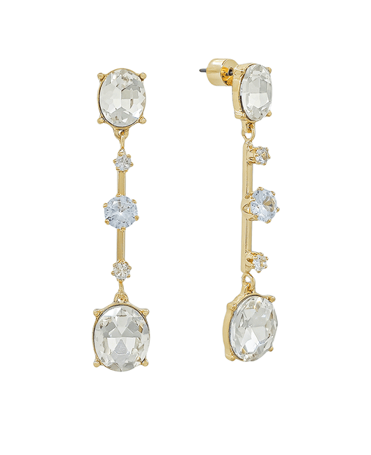 Oval Crystal w/ Bar Drop Earring - 1.8"