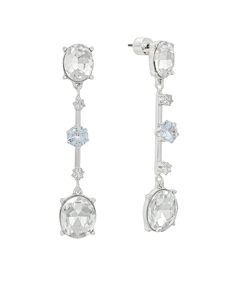 Oval Crystal w/ Bar Drop Earring - 1.8"