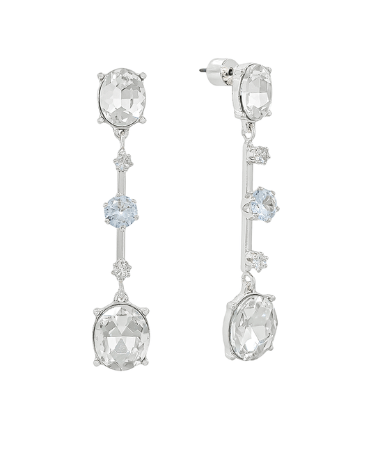 Oval Crystal w/ Bar Drop Earring - 1.8"