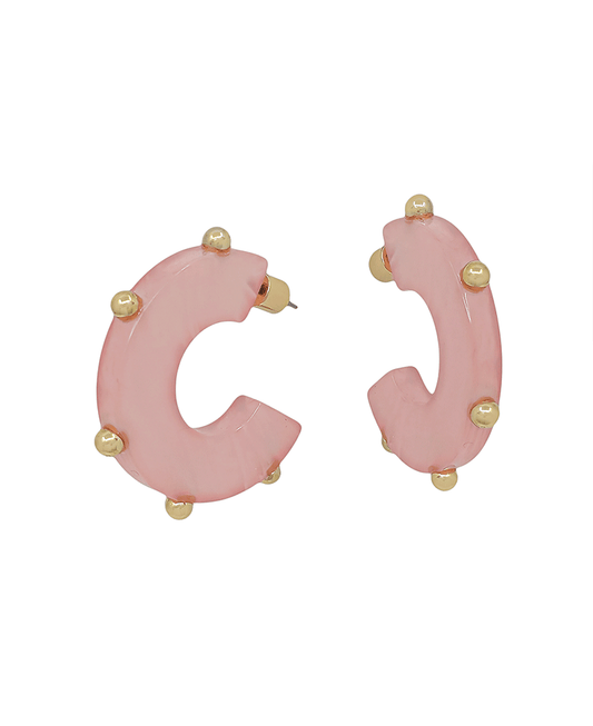 Acetate Hoop w/ Ball Accent Earring - 1.5"