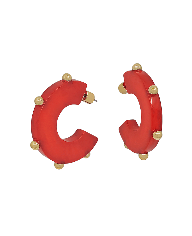 Acetate Hoop w/ Ball Accent Earring - 1.5"