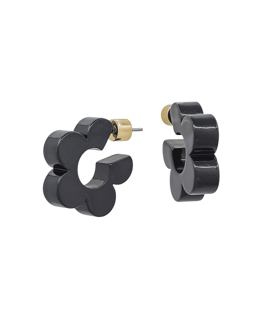 Resin Flower Hoop Earring - 0.8"