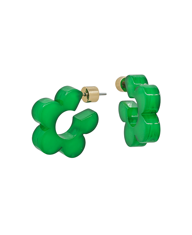 Resin Flower Hoop Earring - 0.8"