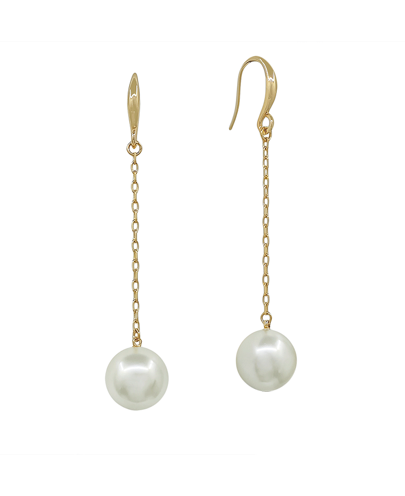 12mm Pearl Chain Linear Drop Earring - 2.0"