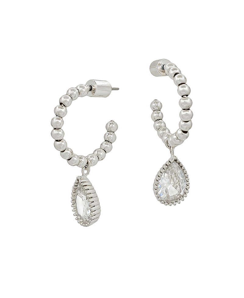 CCB Hoop w/ Crystal Teardrop Earring - 1.0"