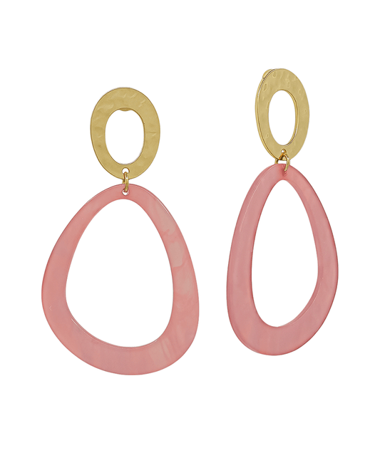 Open Round Metal & Resin Drop Post Earring - 2.1"