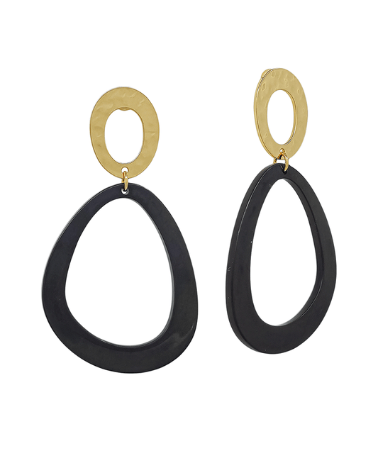 Open Round Metal & Resin Drop Post Earring - 2.1"