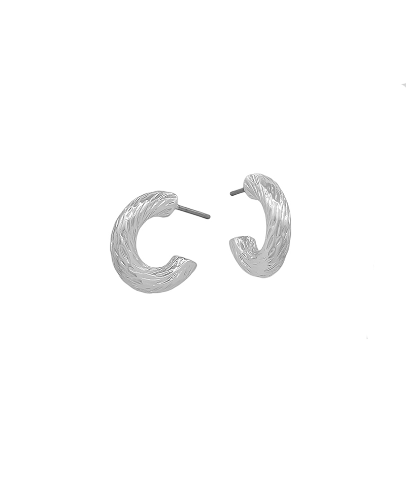 14mm Thick Textured Metal Hoop Earring