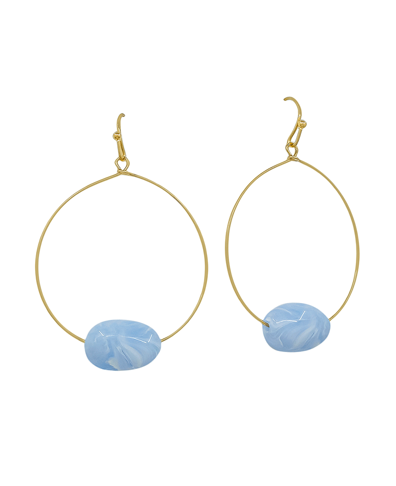 Round Wire 16mm Resin Accent Earring - 1.5"
