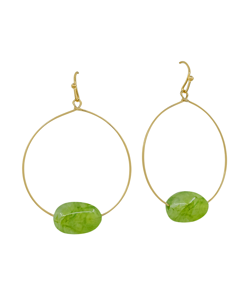 Round Wire 16mm Resin Accent Earring - 1.5"